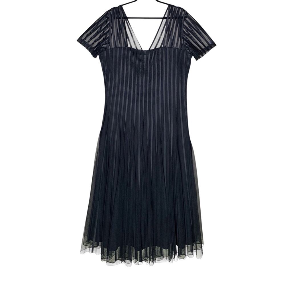 Black Cocktail Dress 16W Satin-Ribbon Mesh Overlay Dark Romance JS Collections